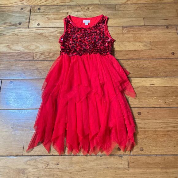 Cat & Jack Red Sequin Holiday Dress - Size 6 - Picture 2 of 16